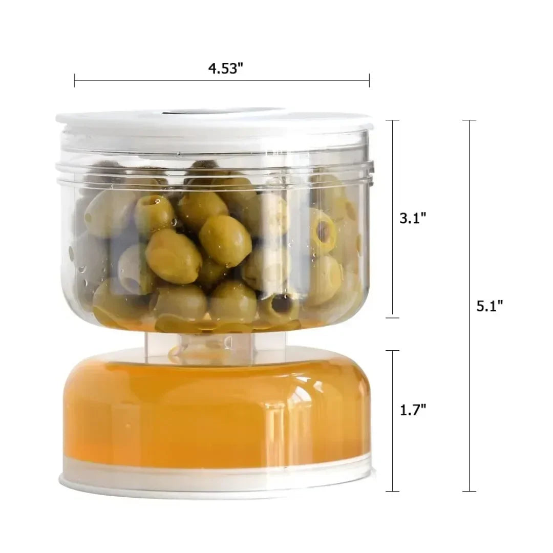 Sealed Jar for Pickle Home Wet and Dry Separation Pickle Jar with Flip Container and Strainer Hourglass Design Olives Container Vue WHITE