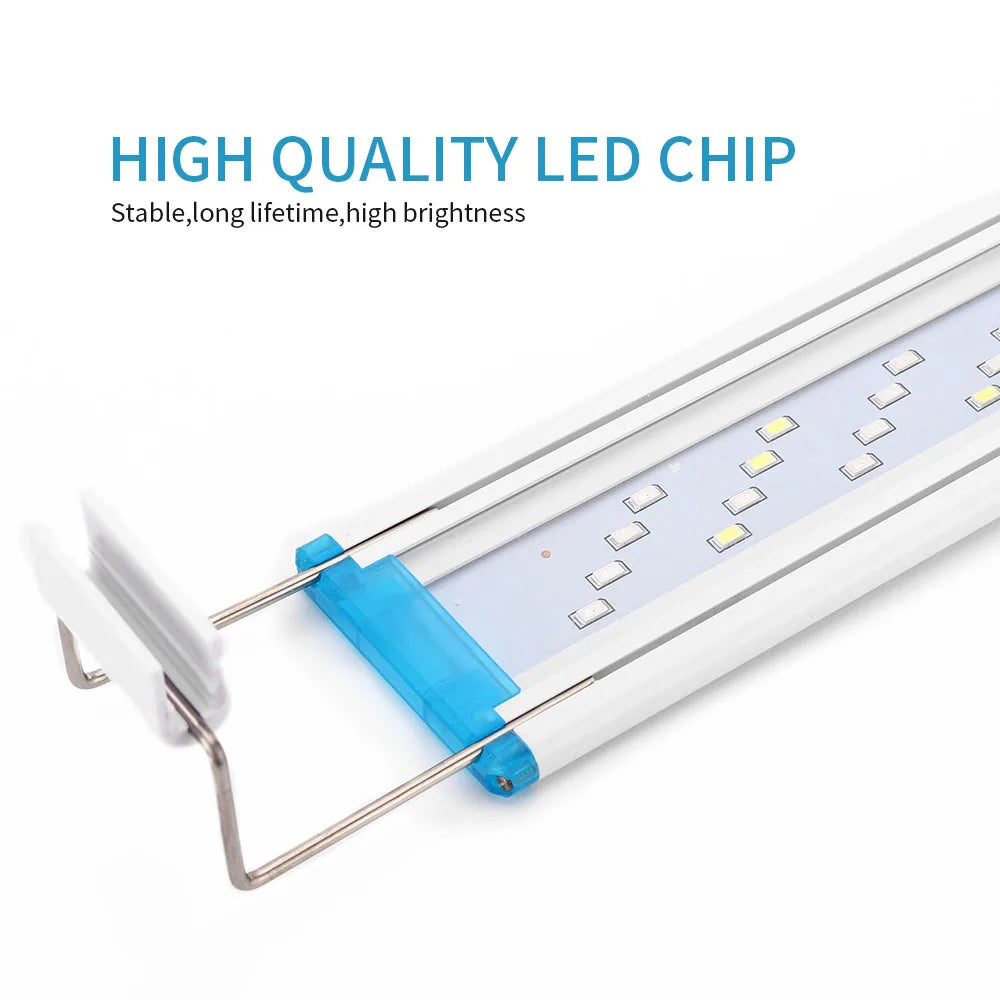18-58cm Aquarium LED Light EU/US Plug White Blue Super Slim Fish Tank Aquatic Plant Grow Lighting Waterproof Clip Lamp 90~260V Vue