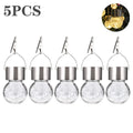 1/3/5PCS Solar Powered Outdoor Hanging Lights Colorful LED Cracked Glass Ball Design Waterproof Pathway Lantern for Garden Decor Vue Warm-5PCS