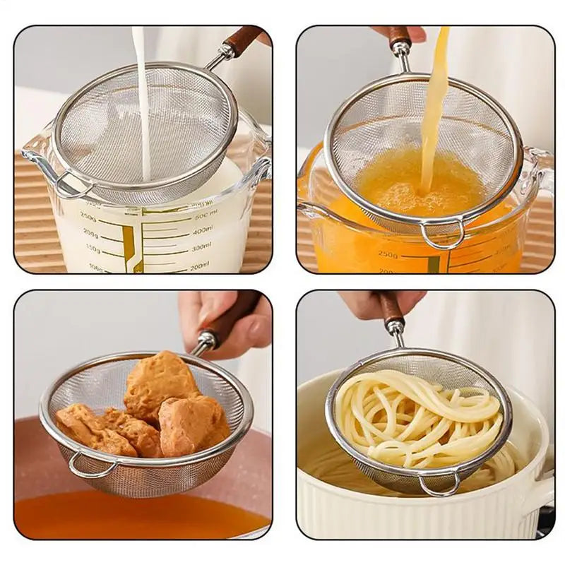 Fine Mesh Strainer Spoon with Walnut Handle | 304 Stainless Steel Fine Mesh Strainer Vue