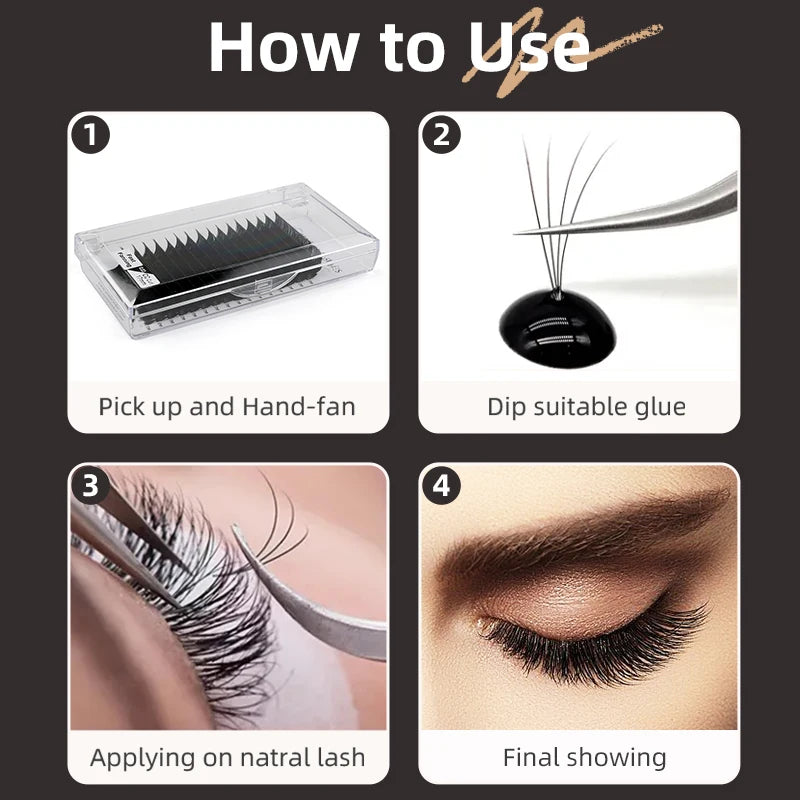 Sense Lashes Easy Fan Volume Extensions – 16 Rows False Eyelash Extensions Vue