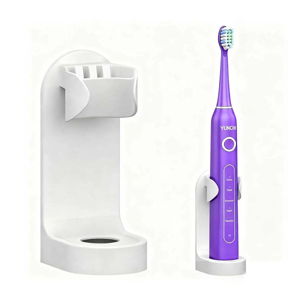 Electric Toothbrush Holder Detachable Wall Mounted Bathroom Counter Stand with Sticker Vue with toothbrush