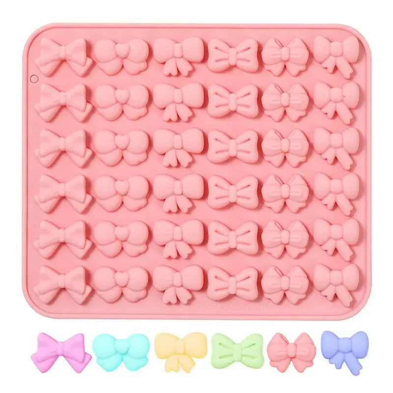 Bow Silicone Molds With 6 Different Shapes, 36-Cavity Bow Chocolate Fondant Mold For Bowknot Cupcake, Cake , Sugar Craft Vue
