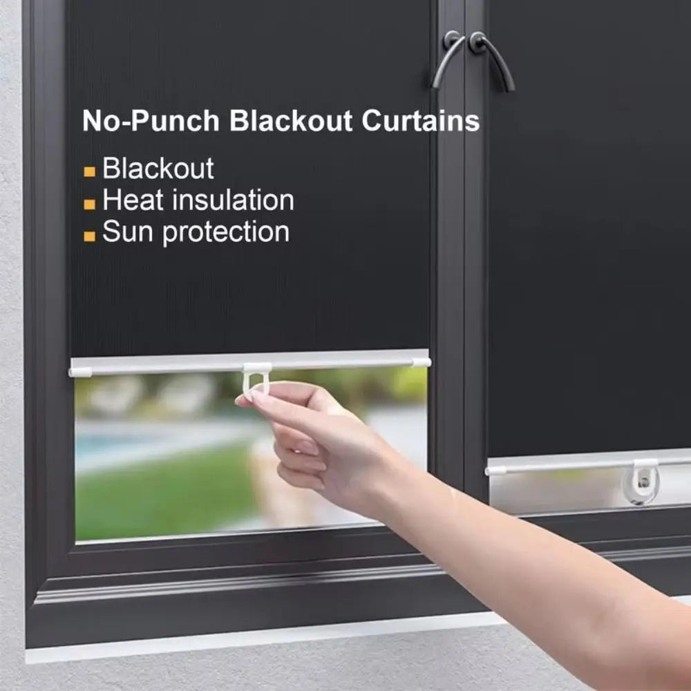 Shutter Retractable Roller Blinds Black Suction Cup Shades Portable
