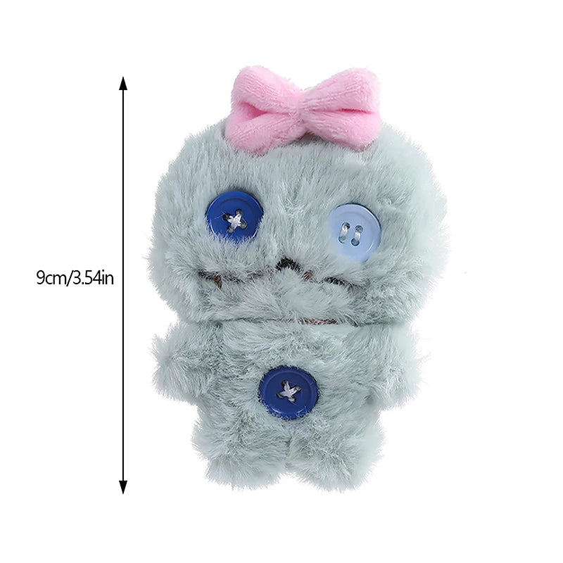 Cute Cartoon Plush Bow Doll Keychain Sweet Bag Pendant DIY Button Design Hanging Ornament Creative Gift Vue