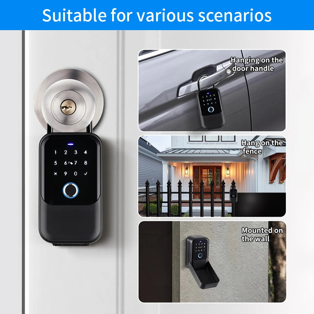 Fingerprint Key Box Storage Secret Key Lock Fusebox BLE Tuya / Ttlock App Unlock Support Wifi Gateway Secreta Safety Box Padlock Vue
