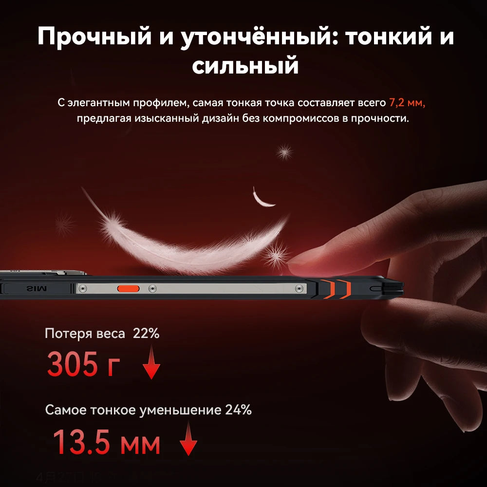 Cubot King Kong Star 2, Ultra-Slim Rugged Smartphone 5G, 4nm MTK D8200, 24GB+256GB,6.72-inch 144Hz Large Display Vue