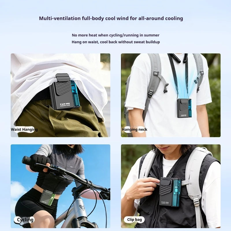 Outdoor Hanging Waist Fan 4000mAh USB Multi-functional Mini Cooling 5 Vue