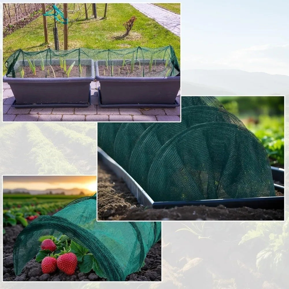 Collapsible Greenhouse Tunnel Green Mesh UV Protection Plant Protective Cover Metal Frame Portable Garden Tunnel Greenhouses Vue