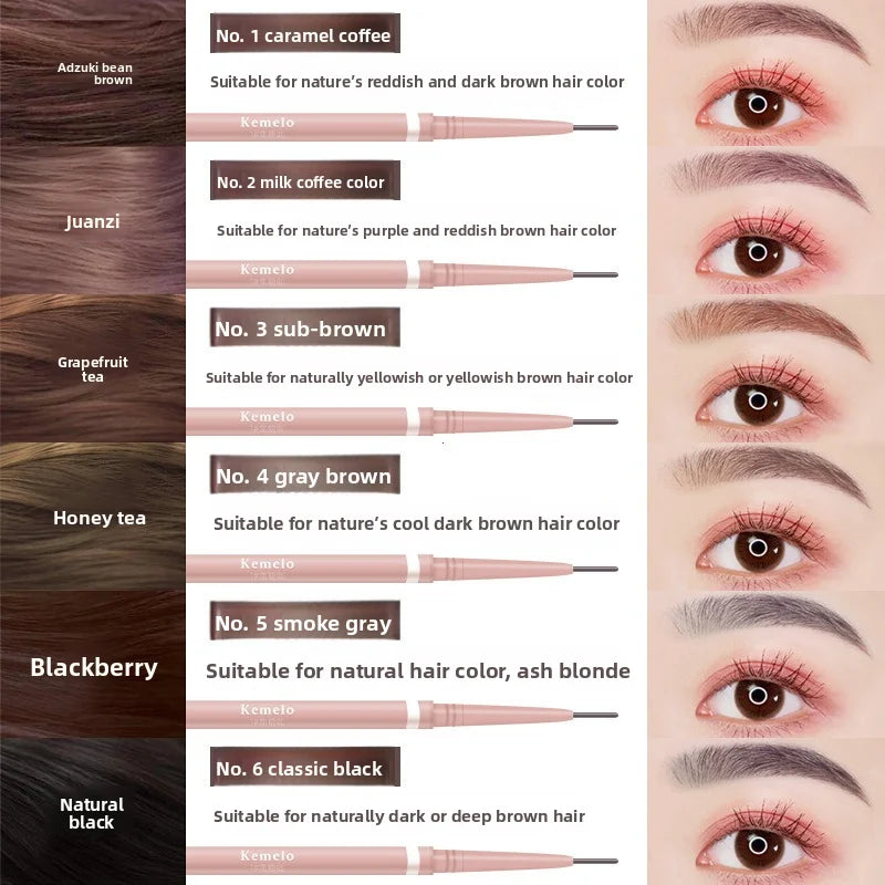 1pc 1.5mm Ultra Fine Double-Ended Eyebrow Pencil Waterproof Sweat-proof Long Lasting Professional Eye Makeup For Women Vue