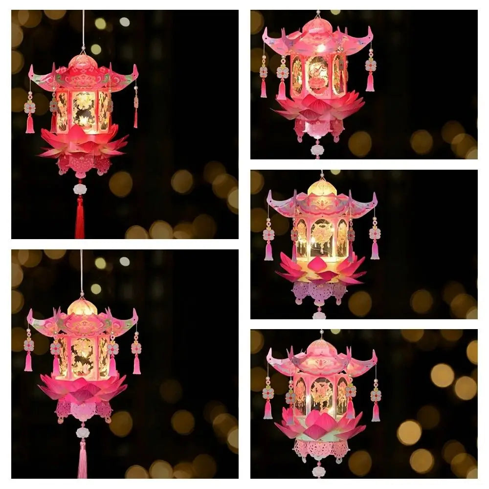 PVC Mid-Autumn Festival Lantern Lightweight Removable Handheld Lantern Blessing Glowing DIY Craft Material Kit Kids Vue