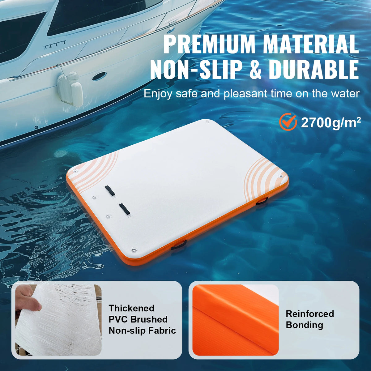 SucceBuy Inflatable Floating Dock Non-Slip Water Floating Dock Mat with Detachable Ladder Floating Platform Island Raft for Pool Vue
