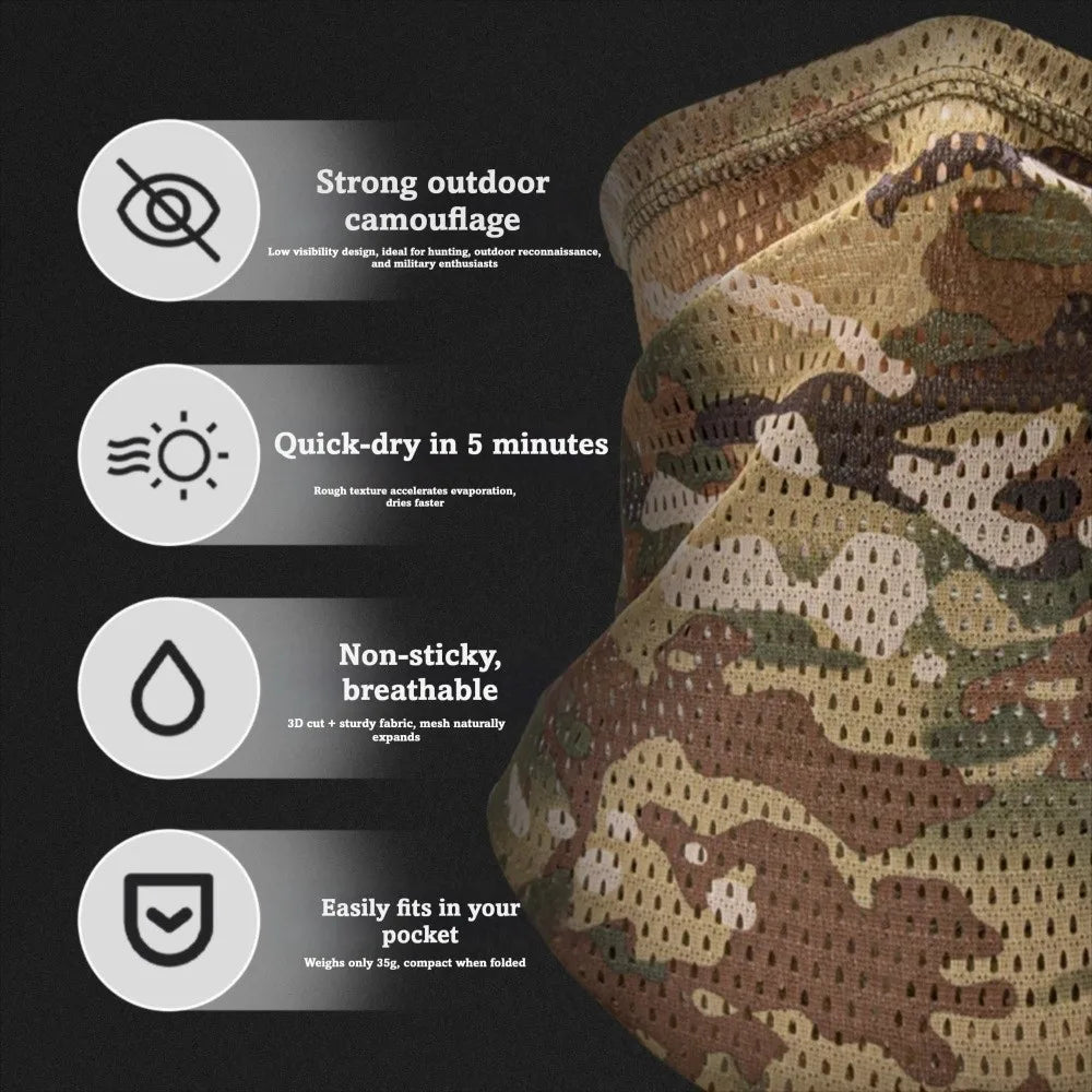 Multi-Functional Large Mesh Holes Face Towel Stretchy Fabric Neck Gaiter Quick Dry Breathable Sunshade Collar Outdoor Sports Vue