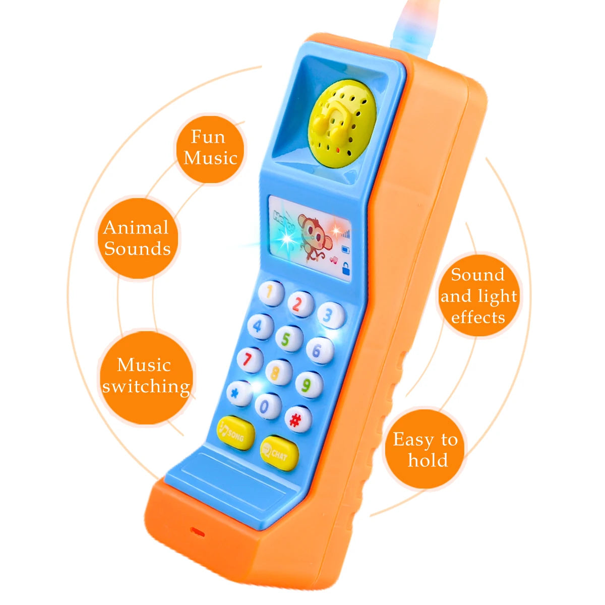 Mobile Phone Toys, Smart Phone Music Light Sound Pretend Play Baby Learning Smartphone Toy Gifts for Kids not include battery Vue