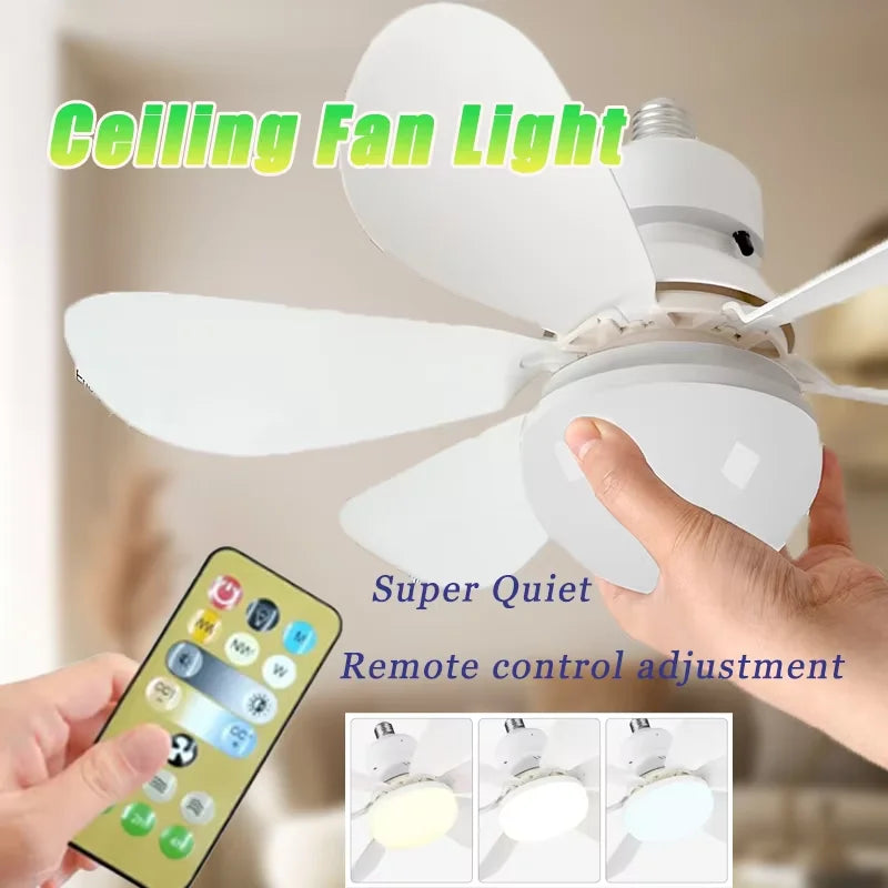 LED 40W Socket Ceiling Fan with Light, 20.5in Screw Ceiling Fans with Lights with Remote, for Bedroom/Garage/Kitchen Vue