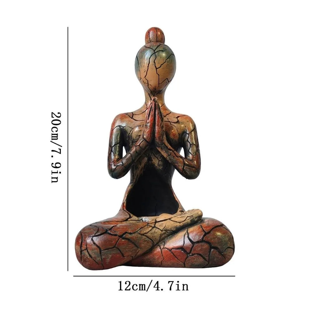 Figurine Abstract Meditation Sculpture Sitting Woman Decorative Zen Candle Holder Resin Yoga Statue Study Desktop Vue