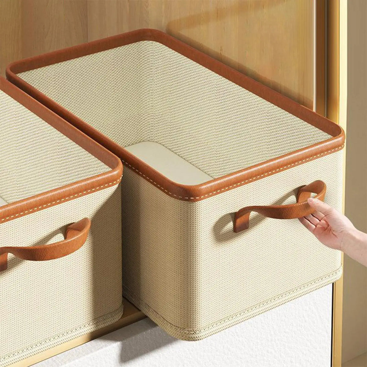 Clothing Storage Bins with Handles Folding Portable Closet Container Cubes for Socks Pants Underwear Books Home Wardrobe Bedroom Vue