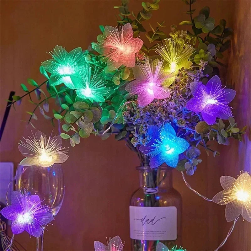 2/3M LED Fiber Optic Fairy Light Battery-operated Garland Christmas Decoration Party New Year's Decor Artificial Flowers Festoon Vue
