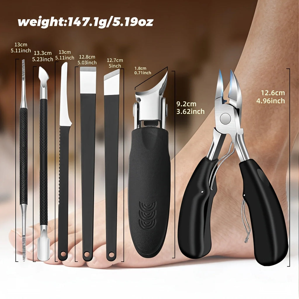 7pcs Modern Stainless Steel Nail Clipper Pedicure Set, Long Handle Eagle Beak Nail Clipper, Men's and Women's Manicure Pedicure Vue