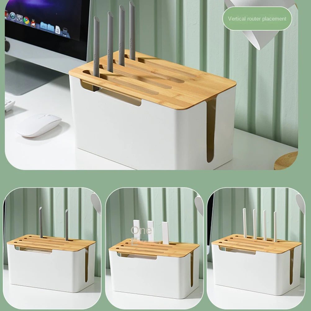 Router storage box, bamboo and wood hub, wireless wifi TV set-top box, arrangement and storage Vue