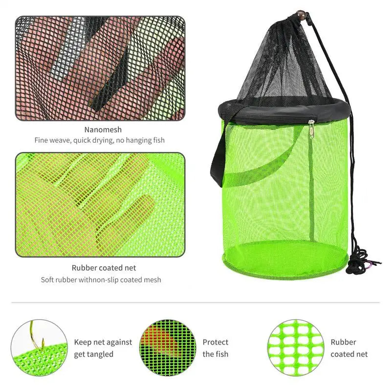 Foldable Fish Basket Trap Net – Portable Live Catch Cage Fish Trap Basket Vue