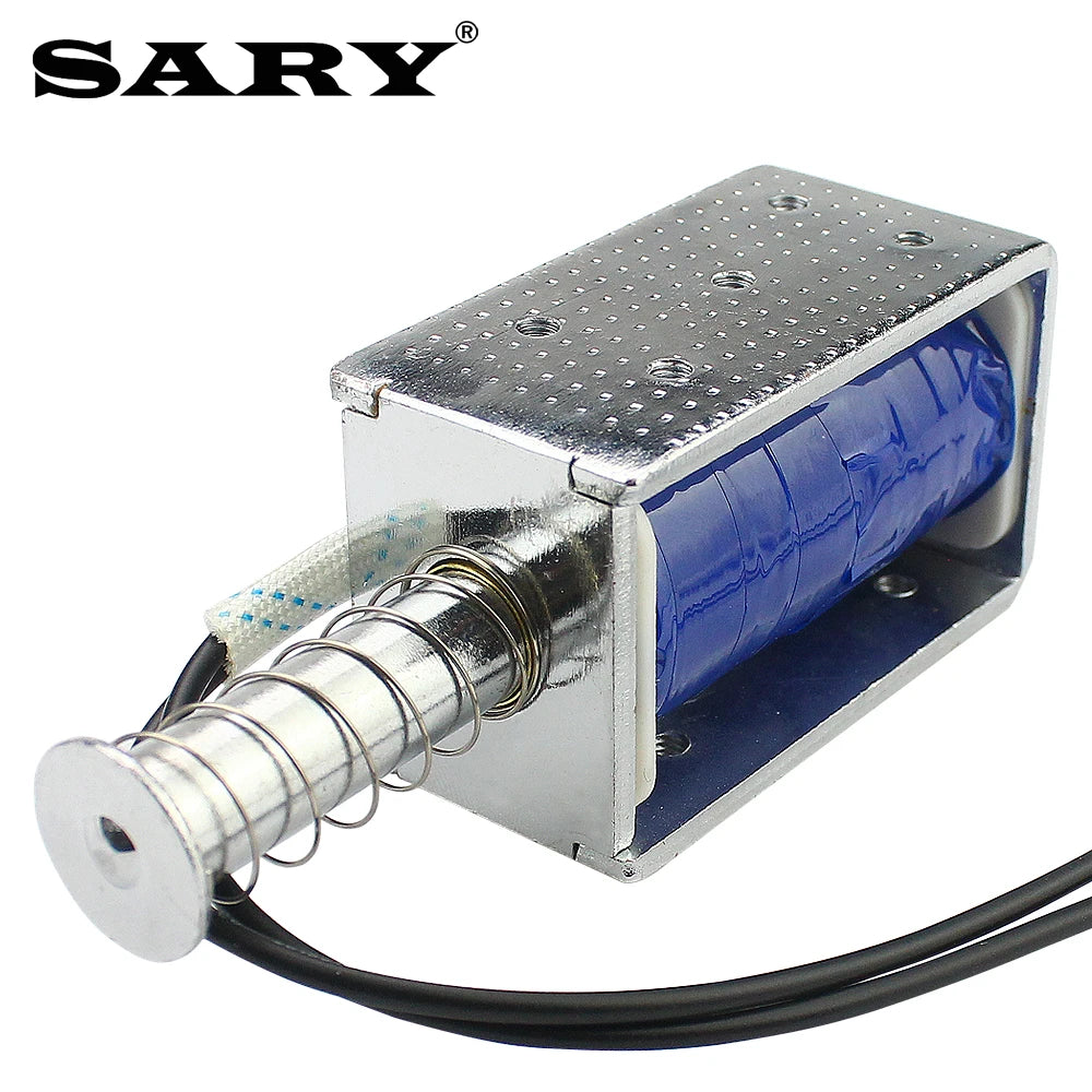 DC push-pull open frame electromagnet magnetic solenoid coil stroke 30mm electric lock magnetic lock Vue