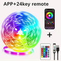 Smart LED Strip Lights with Adhesive Backing，RGB 16 Million Colors Strip Lamp with App/Remote，Adjustable Brightness，Music Sync Vue 24Key BT Control 10m