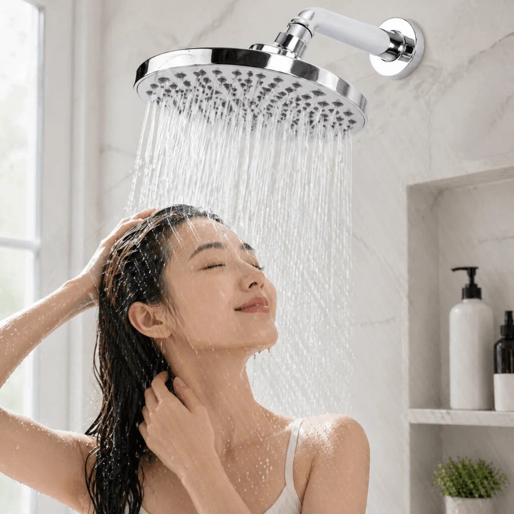 8 Inch Round Round Shower Head Chrome Plated Finish Corrosion Resistance Concealed Mount Showerhead Rustproof Performance Vue