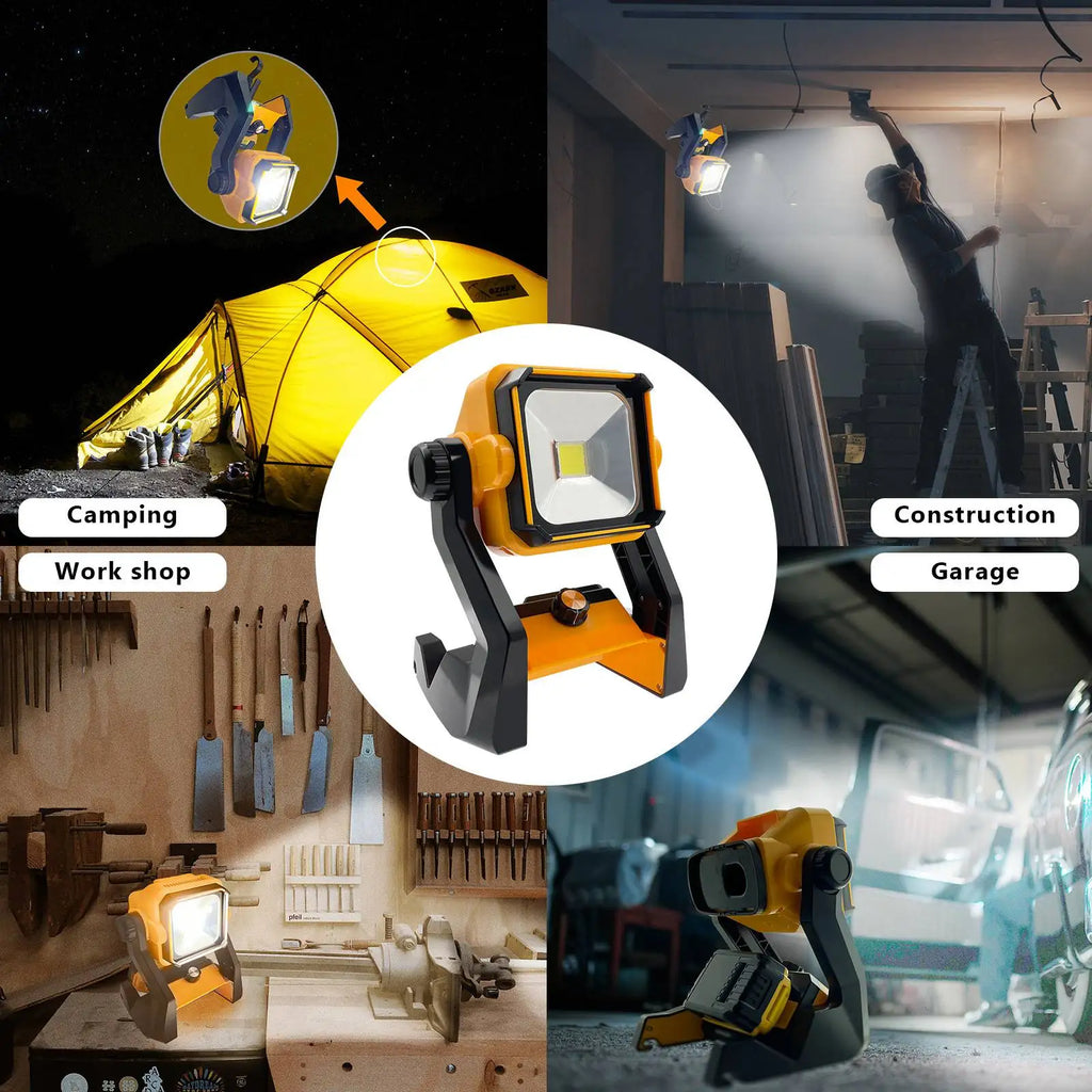 ABKW-Dimmable LED Work Light Li- Battery Outdoor Spotlight Cordless Flood Light Vue
