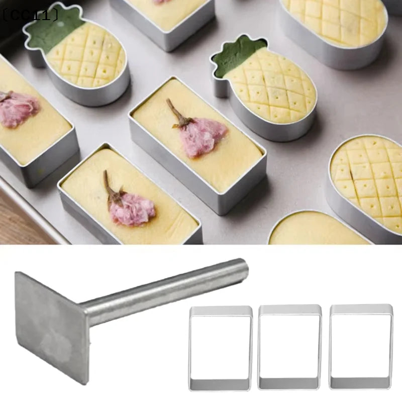 Rectangle Shape Pineapple Cake Pie Biscuit Cutter Mold Stainless
