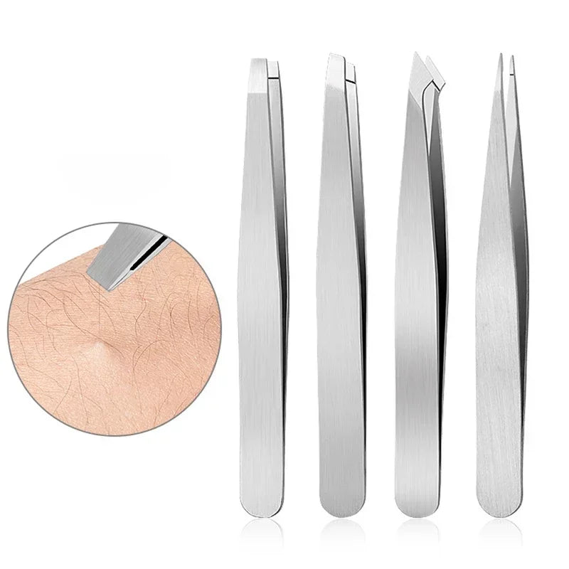 Precision Tweezers 4/6Pcs Tweezers Set Professional Stainless Steel Curved Scissors for Women and Men Eyebrows for Ingrown Hair Vue