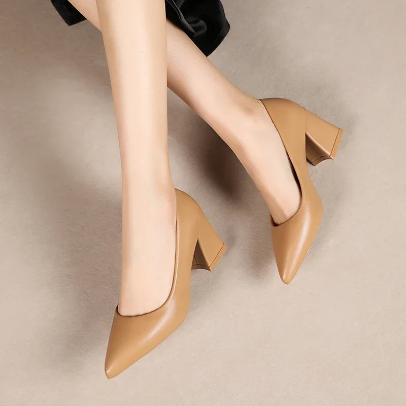 Women's Pointed Toe Block Heel Pumps – Classic Work Shoes Block Heel Pumps Vue