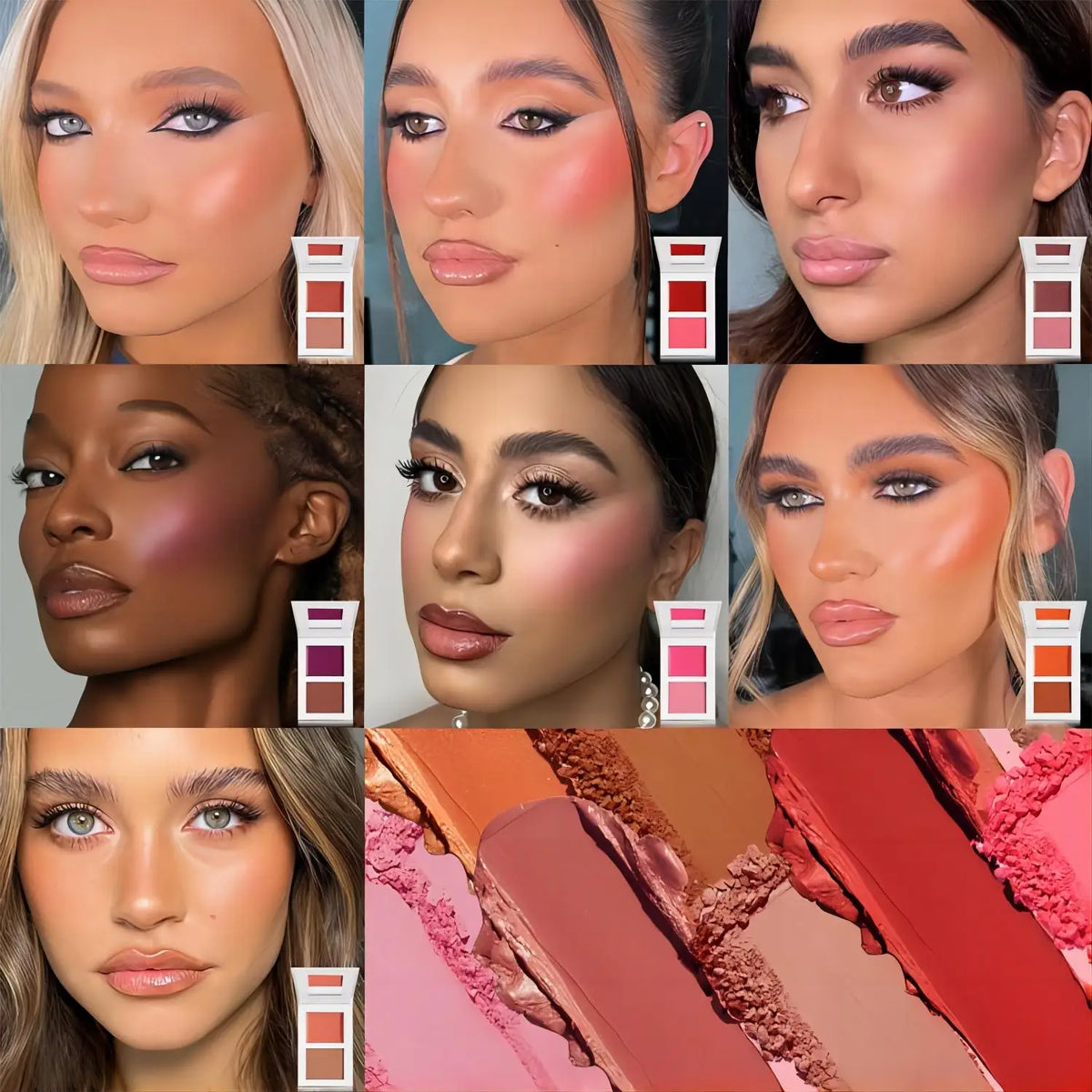 Blush Palette Private Label Makeup 2 in 1 Cream Powder Cheek Blusher Peach Pink Pigment Beauty Cosmetic Blushes Wholesale Bluk Vue