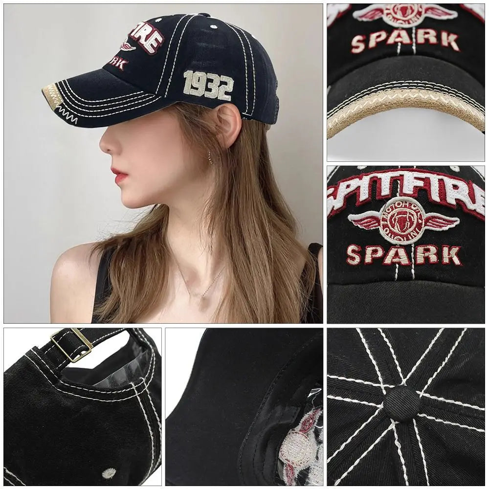 Hip Hop Letter Embroidery Baseball Caps Adjustable Vintage Distressed