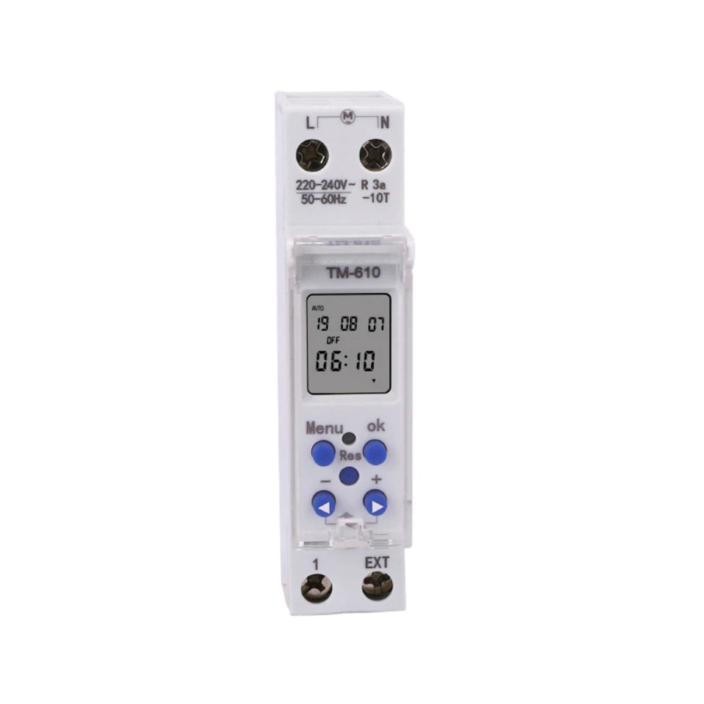 TM610 Programmable Timer 220V-240V 50/60Hz Output Separate Control 7 Days Weekly Programmable Timer Switch Din Rail Installation Vue
