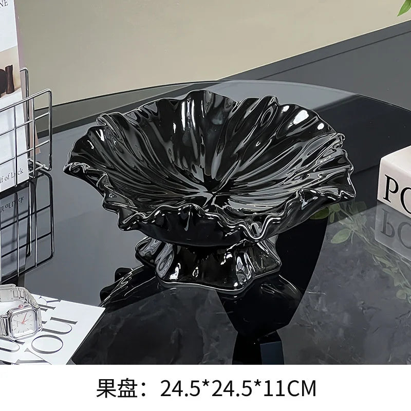 Ceramic Light Luxury Fruit Tray Elegant Finish For Living Room Coffee Table Centerpiece Snack Candy Plate For Couples Gift Vue A4