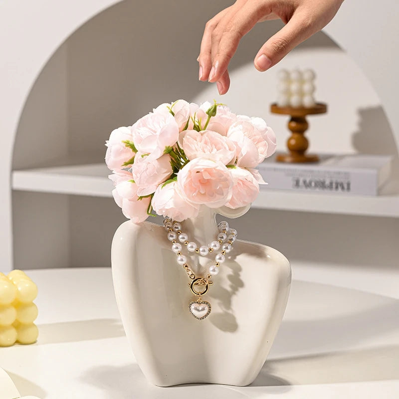Sculptural Ceramic Lady Shoulder Vase Artistic Luxury High End Home Decor Tv Cabinet Living Room Centerpiece For Women Gift Vue