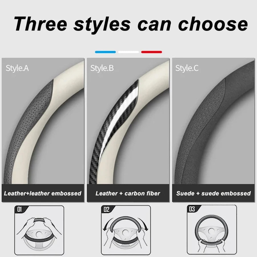 Artificial Leather Anti-slip Sweatproof Car Steering Wheel Cover For Mercedes Benz B/C/E/S Class A Class C200L GLC GLK CLA Vue
