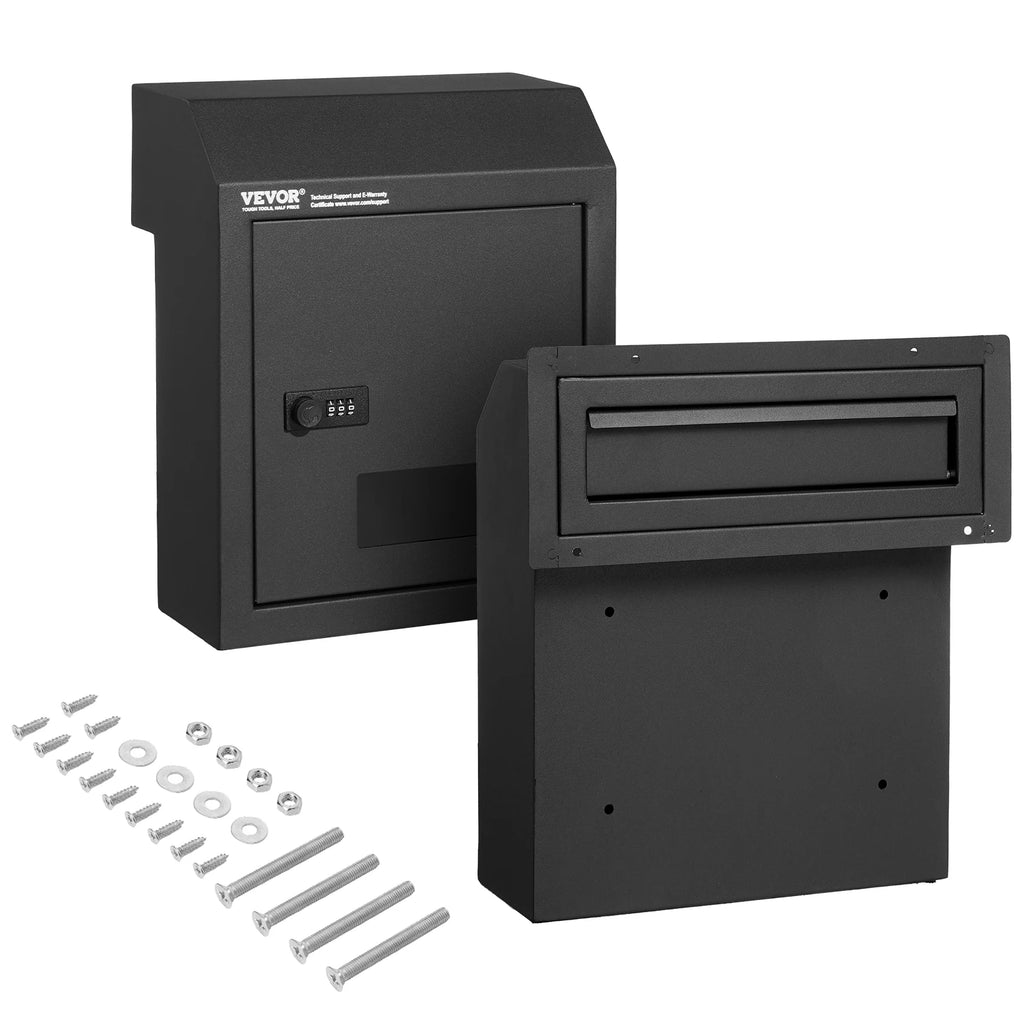 Through-the-Door Steel Mail Drop Box with Combination Lock Locking Mail Drop Box Vue