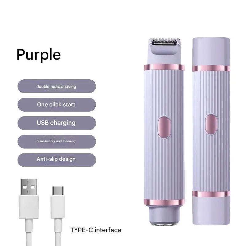 2in1 Electric Portable Hair Trimmer Shaver for Men and Women with Hair Removal Function Vue PURPLE