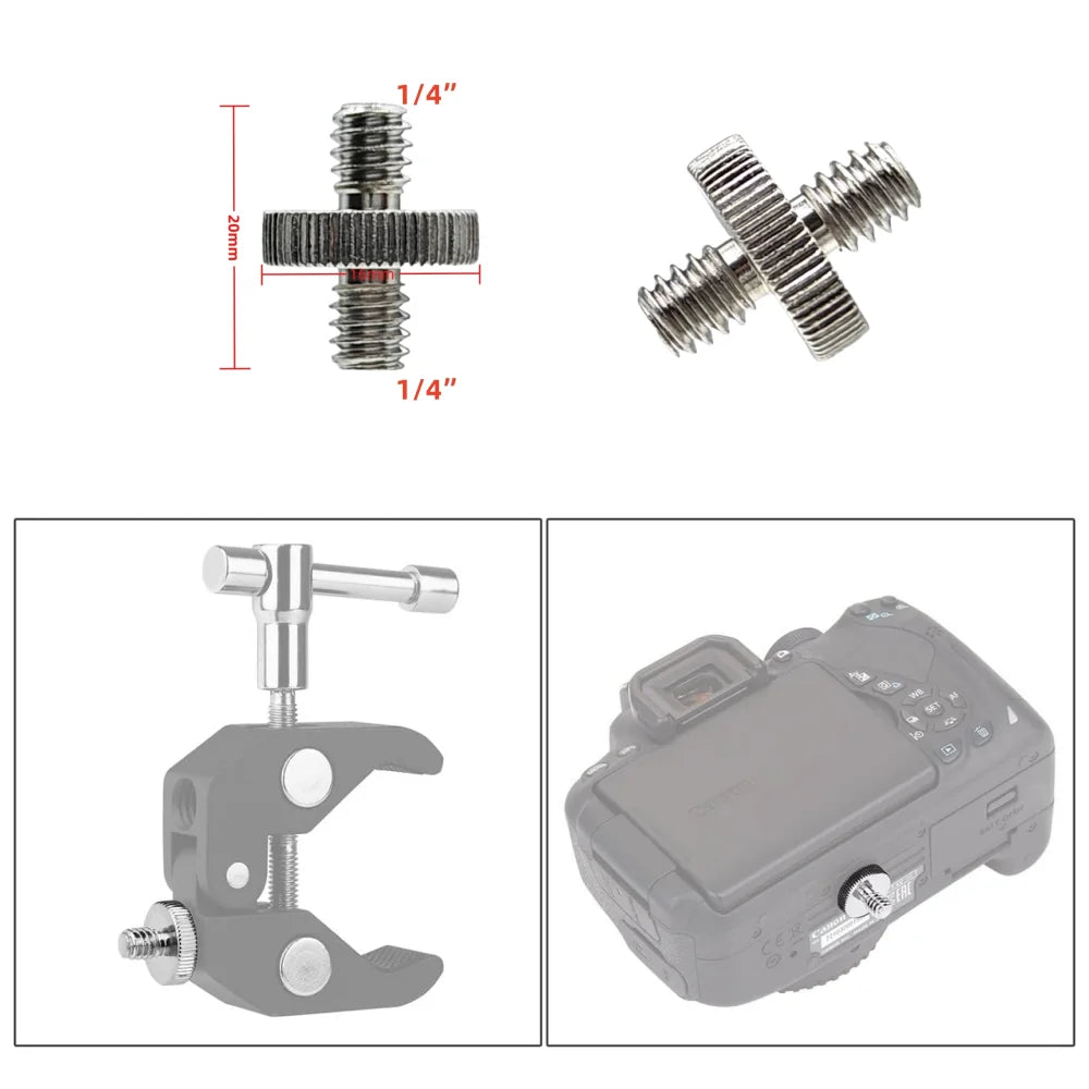 20Pcs 1/4" to 3/8" Female Screw Convert Adapter Spigot Stud Male Adapter Metal Screw for Flash Light Tripod Photo Studio Kit Vue