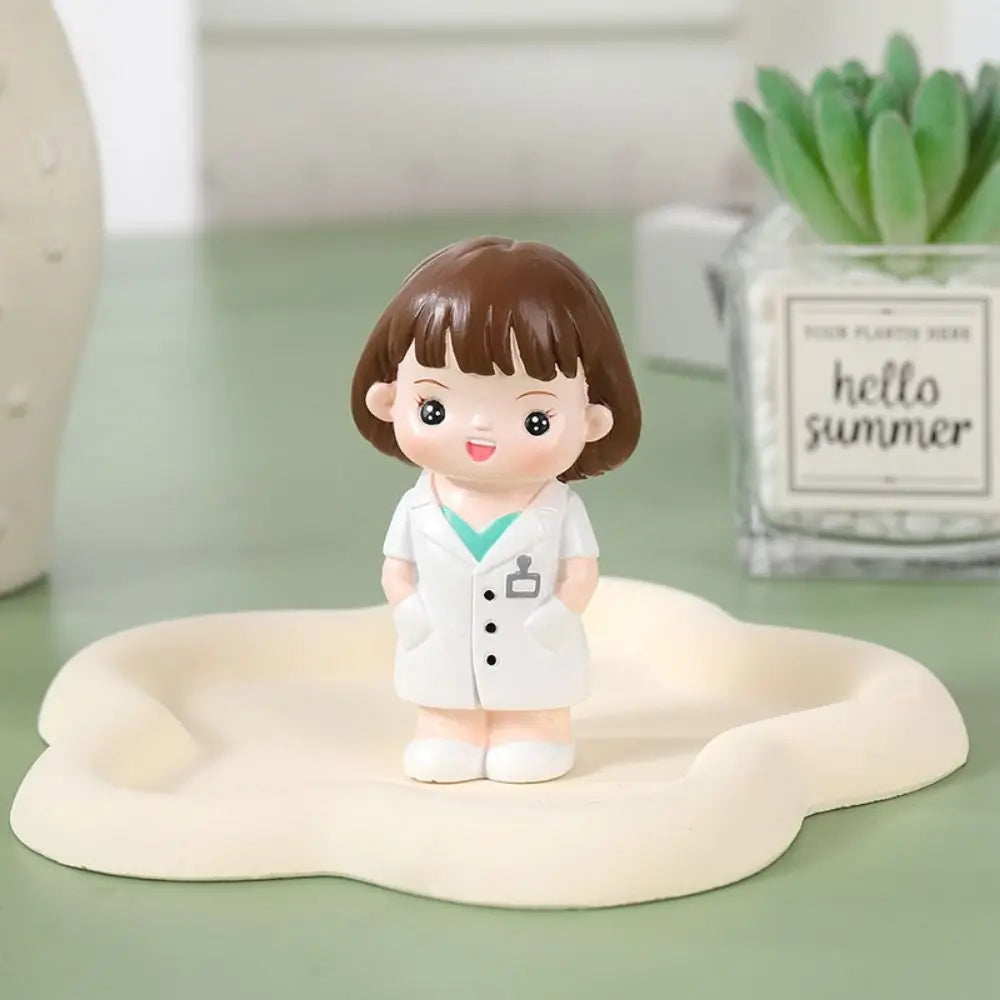 Funny Cartoon White Nurse Figurine Handmade Cute Doctor Model DlY Landscaping Nurse Baking Ornaments Office Vue