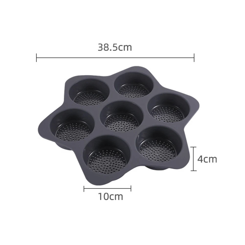 Silicone Hamburger Bun Mold 7 Cavity loaf Pan Non Stick Baking Pannon-stick Pan easy to Release Silicone Food Baking Baking Tool Vue