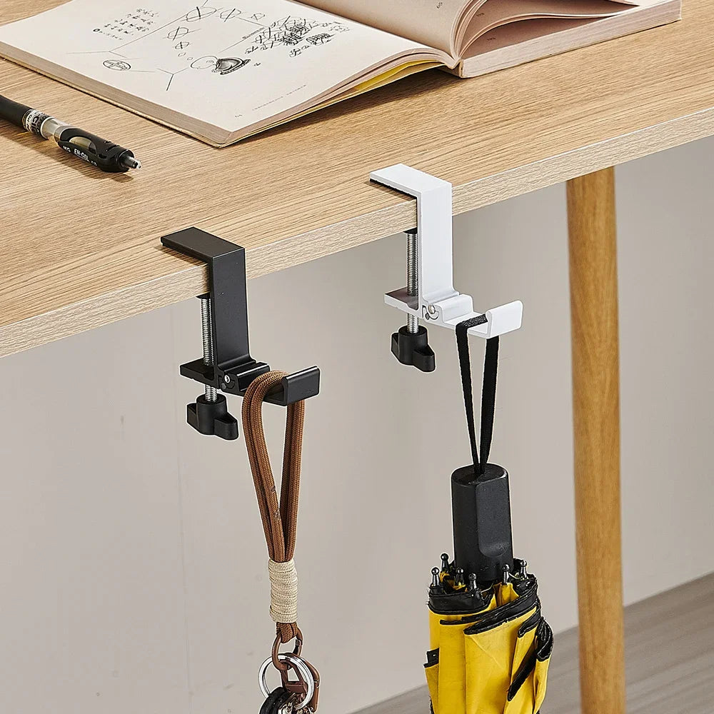 Collapsible Adjustable Desk Edge Hook Gaming Headset Desk Hanger Student Backpack Storage Hanging Hook Punch-free Home Organizer Vue