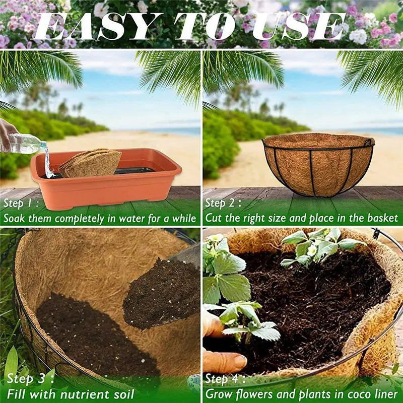ABKW-3 Pcs Natural Coconut Fiber Basket Coconut Replacement Liner For Hanging Baskets Planters Flowers Vue