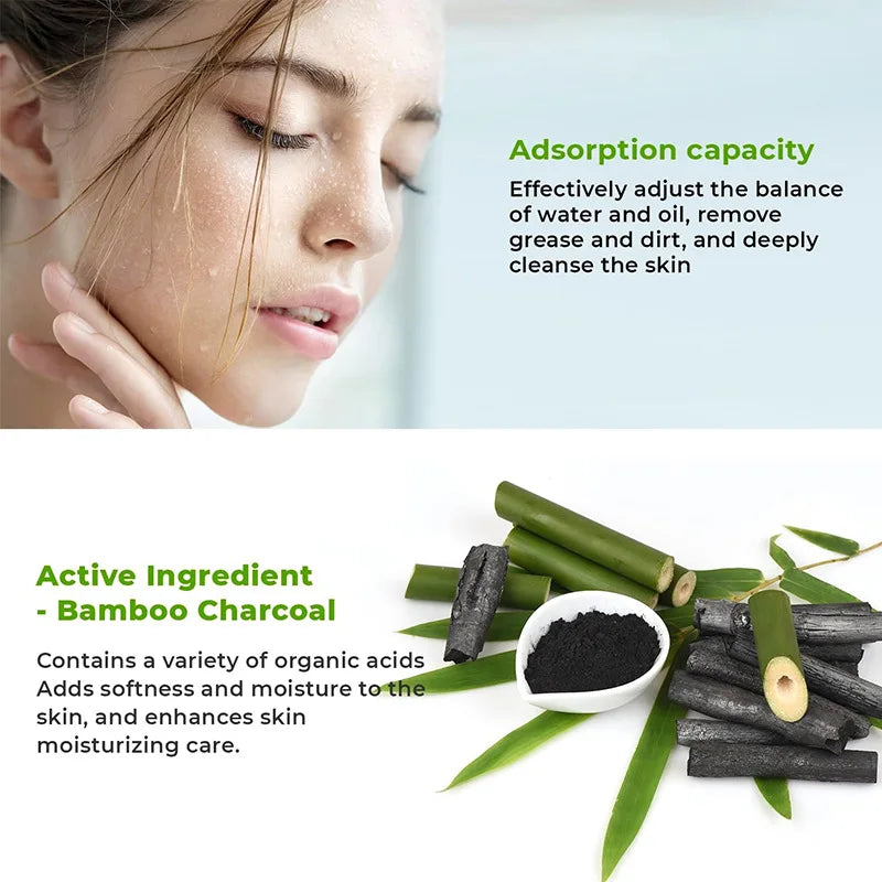 Bamboo Charcoal Blackhead Mask - Peel-Off Mask Containing Ascorbic Acid and Hyaluronic Acid, with Moisturizing and Oil-Controlling Properties, Can Cleanse the Skin. Vue