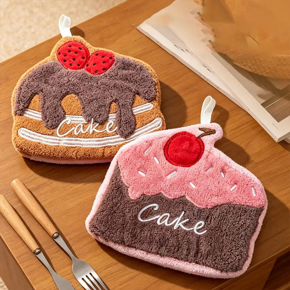 Cute Cake Hand Towel Soft Absorbent Hanging Bath Towels for Kids Kitchen Bathroom Tableware Cleaning Quick Dry Microfiber Cloth Vue
