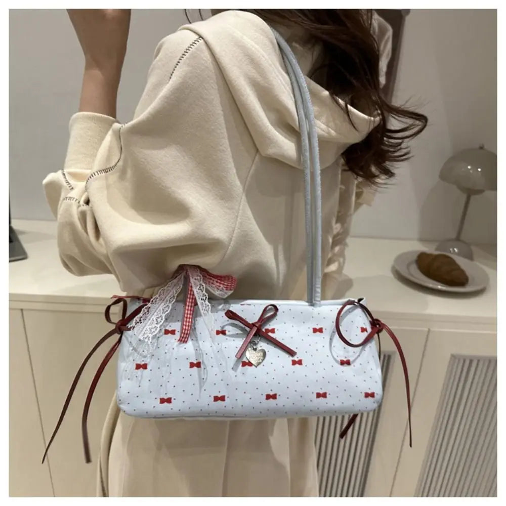 Simple Design Korean Bow Decoration Women's Handbag Niche PU Material