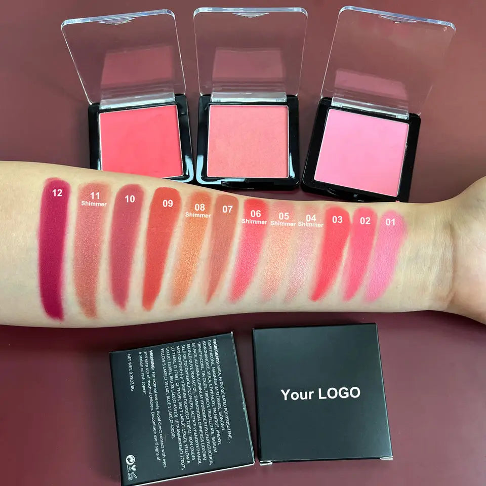 10pcs Pink Blush Palette Private Label Cosmetics Face Makeup Matte Pressed Powder Blusher Wholesale Bulk For Business Vue