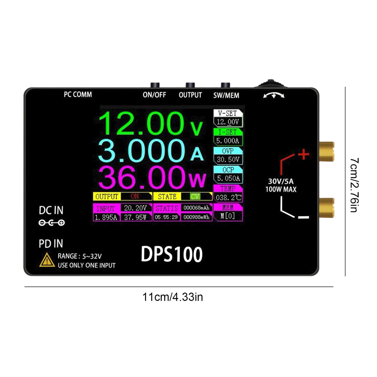 DPS100 Programmable DC Power Supply 30V 5A 100W Voltage Regulator Bench Power Supply Vue